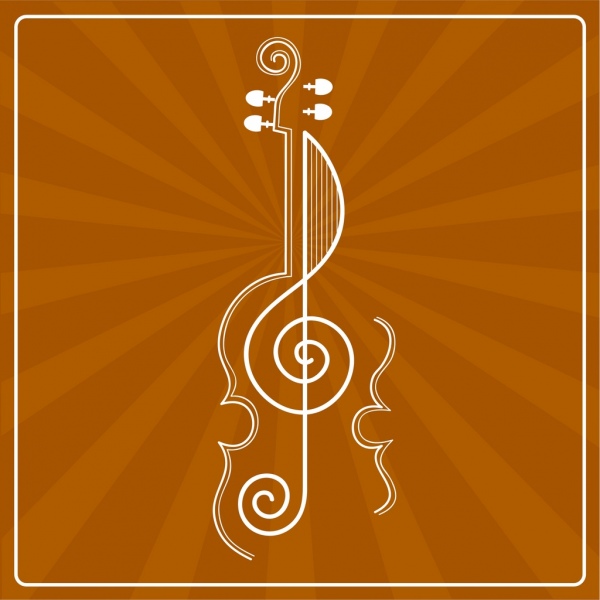 Иконка Гитара фоновой музыки коричневый лучи декор