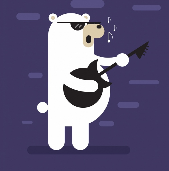 Фоновая музыка стилизованные медведь певица значок плоский дизайн