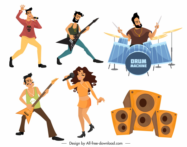 música design elementos artistas orador esboço cartoon personagens
