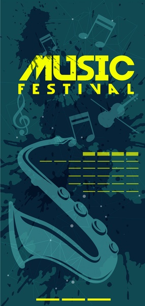 Müzik Festivali Afiş karanlık vignette sembolleri tasarım