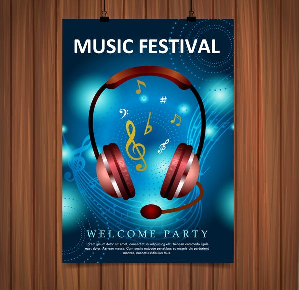 Musik Festival Plakat Illustration mit blauem Hintergrund