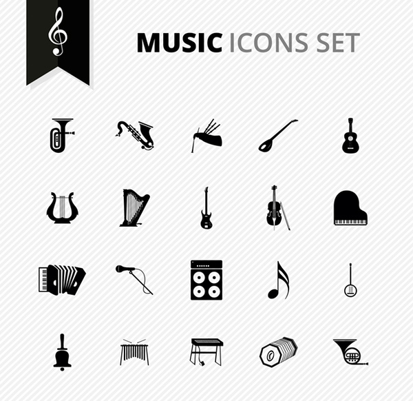 conjunto de ícones da música