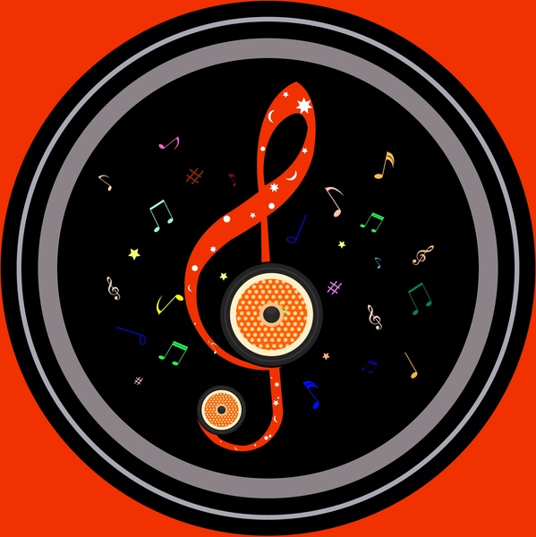 Musiknoten-Logo fliegende und dunkel rundes design