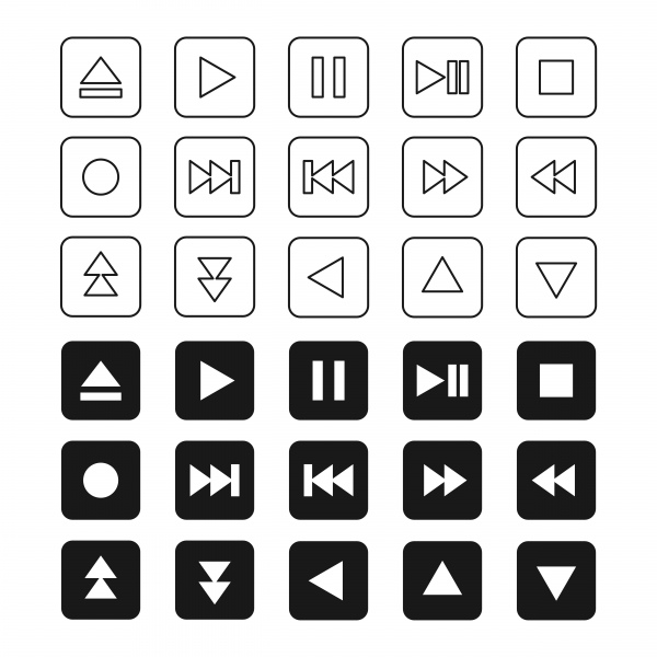 reproductor de medios de música icono conjunto de diseño de ilustración de plantilla vectorial