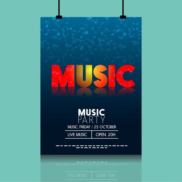 Music Party Leaflet Reflection Text Notes Icons