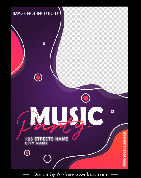 müzik partisi poster zarif damalı düz tasarım