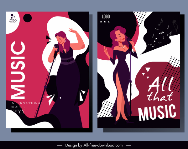 modelos de cartaz de música escuro colorido clássico desenho