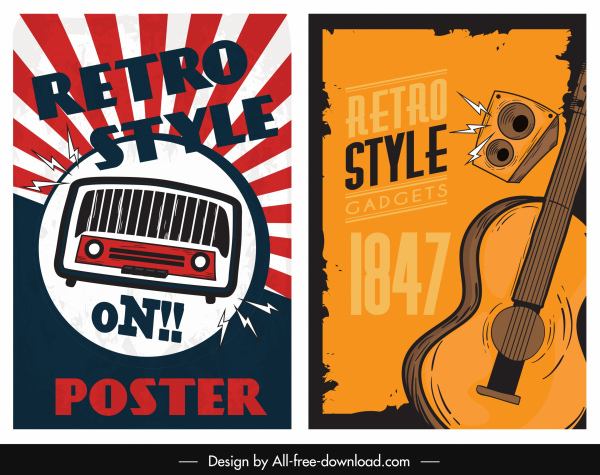 Szablony muzyka plakat radiowy retro Design szkic