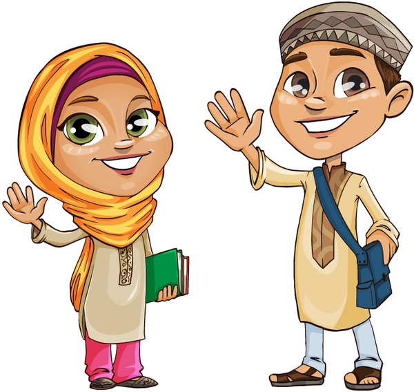 les enfants musulmans vecteur caractères