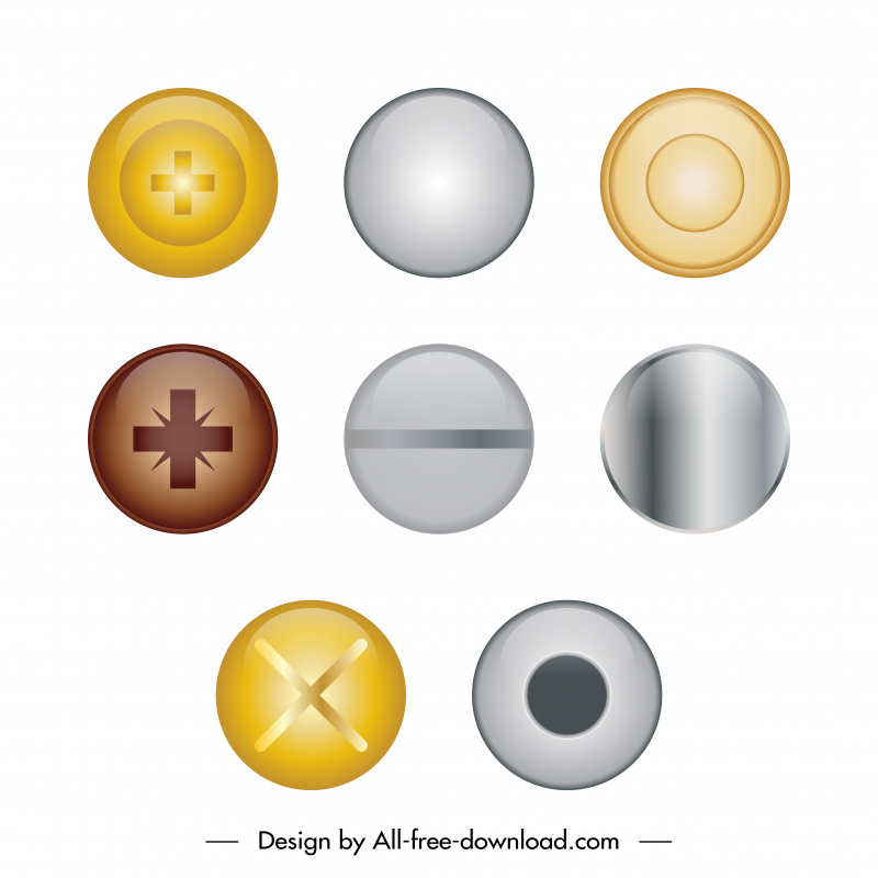 ícone de cabeça de unha define formas planas brilhantes de círculos modernos