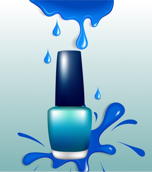 Nagel Lack Flasche Symbol blau Spritzwasser ornament