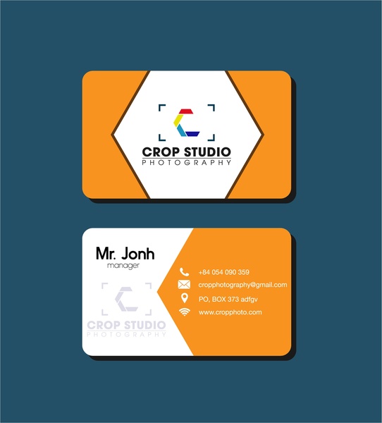 名前カード デザイン スタジオのロゴ ビネット スタイル