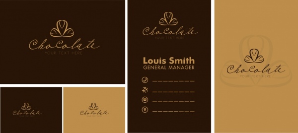 o nome ícones do cartão modelo chocolate escuro design de logotipo