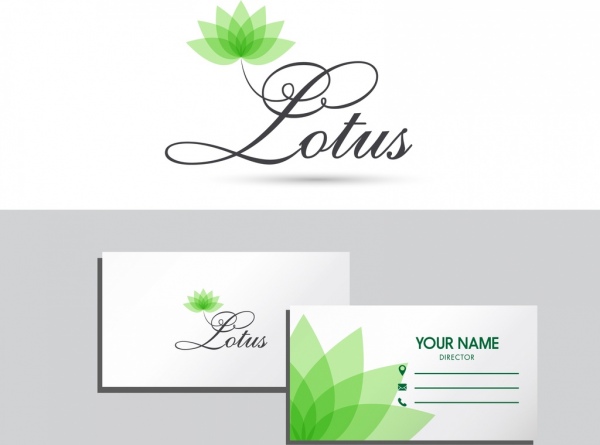 nome modello lotus carta verde icona calligrafico decorazione