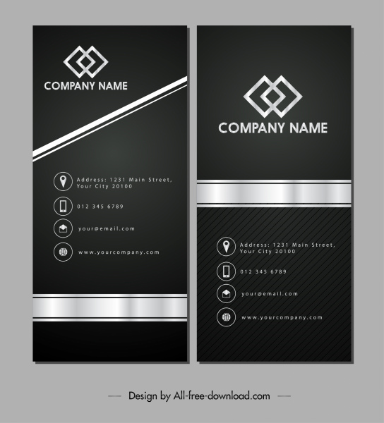 nama kartu mewah elegan hitam putih desain template