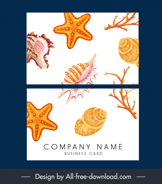 이름 카드 템플릿 해양 요소 장식 밝은 다채로운
