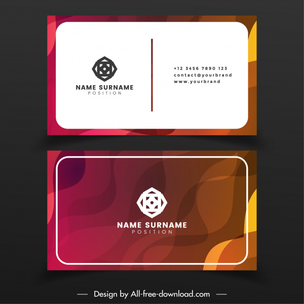 Name Card Template Modern Design Blurred Curved Decor