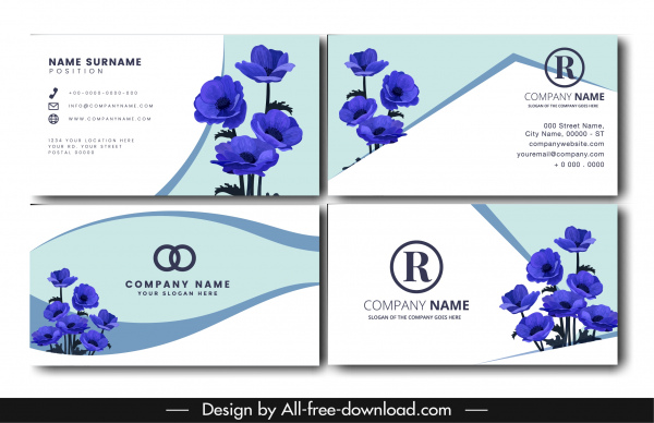 nome cartão modelo natureza tema azul flora decoração