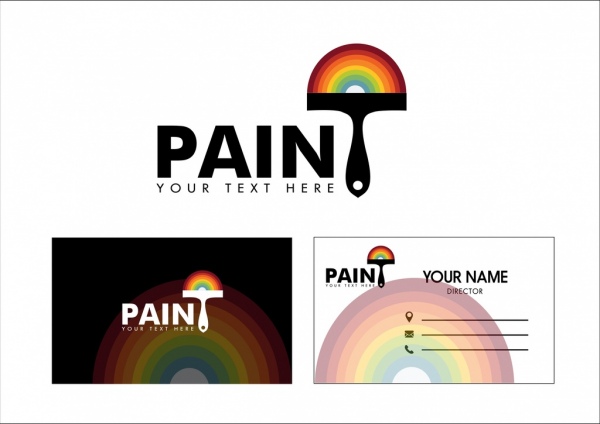 Nombre icono colorido diseño plantilla de tarjeta de goteo de pintura
