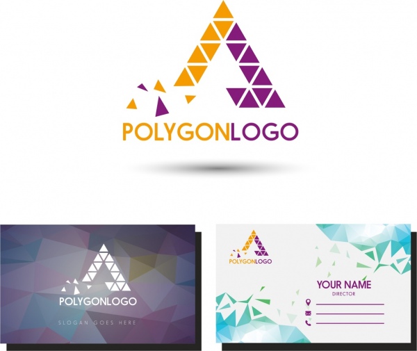 nama kartu template poligonal logo dan latar belakang dekorasi