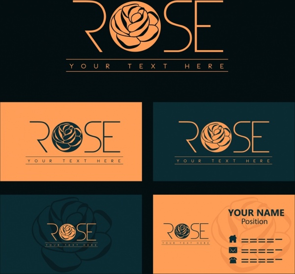 template kartu nama rose logotype desain