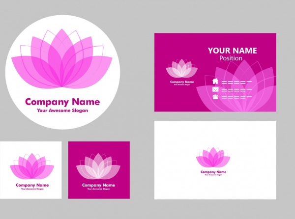 Nama template kartu violet lotus ikon dekorasi
