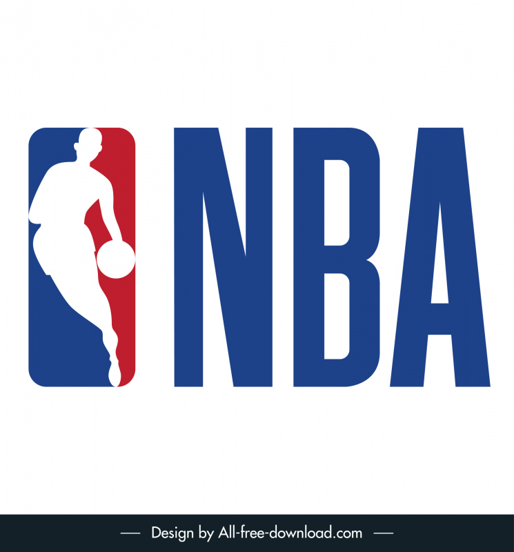 National Basketball Association Logotype Élégant Moderne Plat Silhouette Joueur Textes Décor