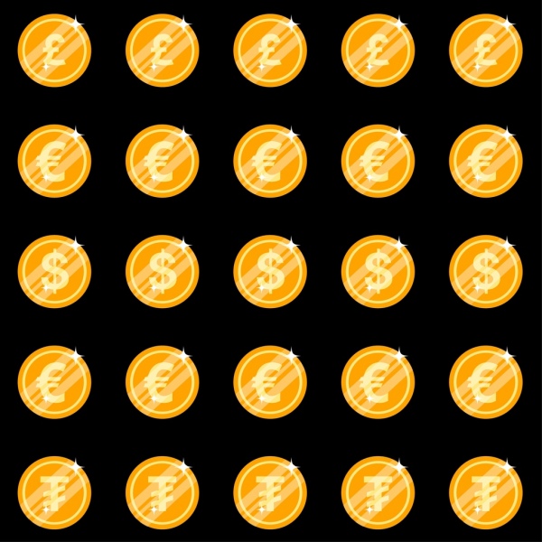 Национальная валюта знак шаблоны блестящие золотые монеты дизайн