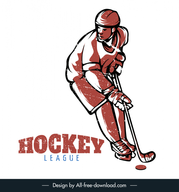 National Hockey League Banner Retro Design Player Icon Sketch