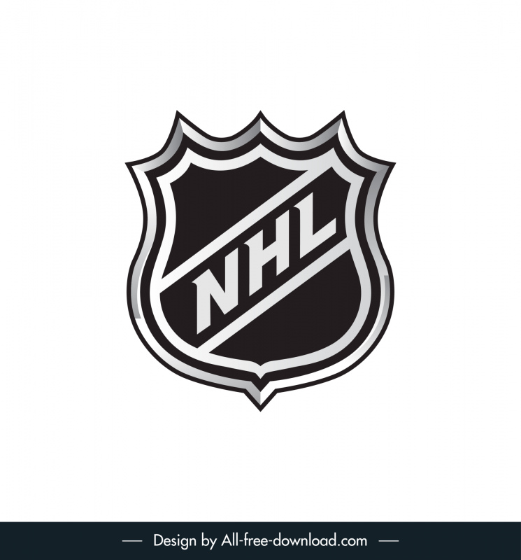 plantilla del logotipo de la liga nacional de hockey forma simétrica plana negra blanca