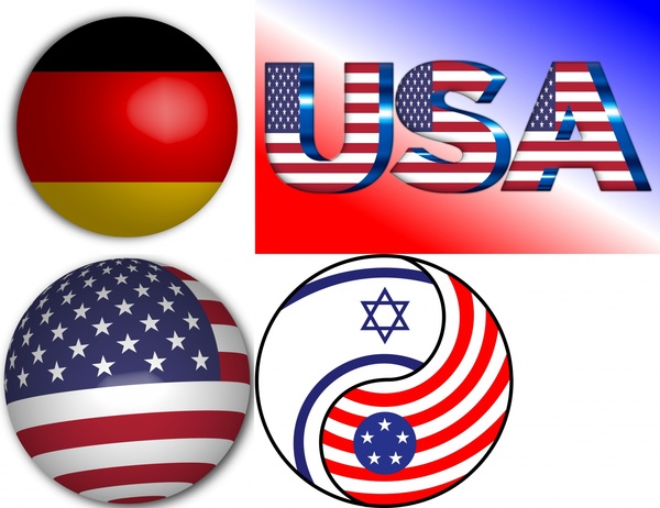 narody flagi wektor ilustracji w różnych kształtach
