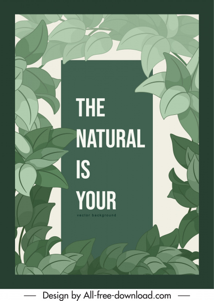 template latar belakang alami dekorasi daun hijau klasik yang elegan