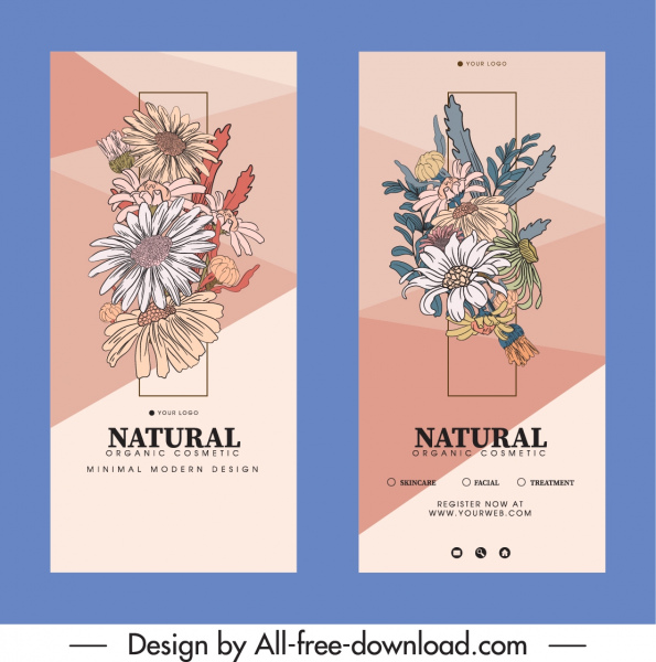 doğal çiçek el ilanları zarif retro dekor şablonları