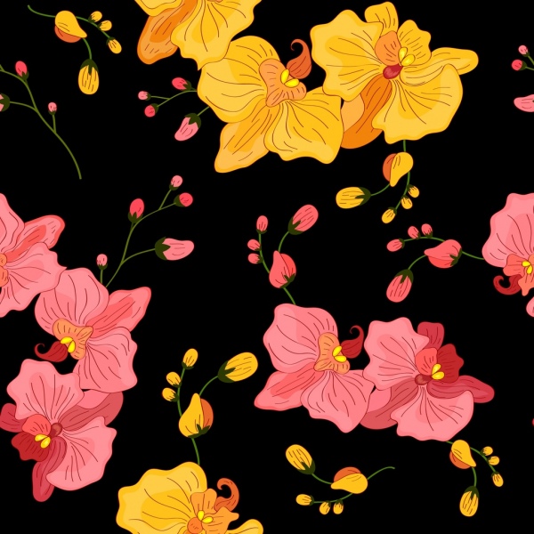 ตกแต่งสีชมพูสีเหลืองลายดอกไม้ธรรมชาติ