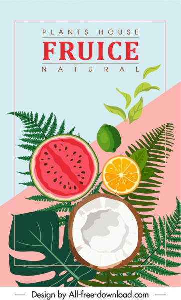 frutas naturales fondo colorido diseño clásico plano