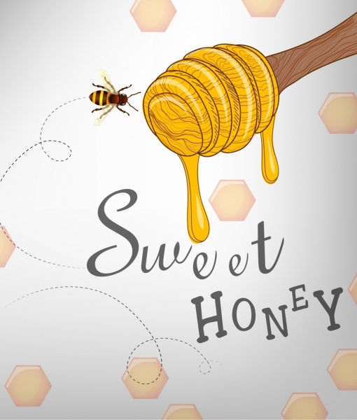 miel naturel publicité baguette abeille icônes décor
