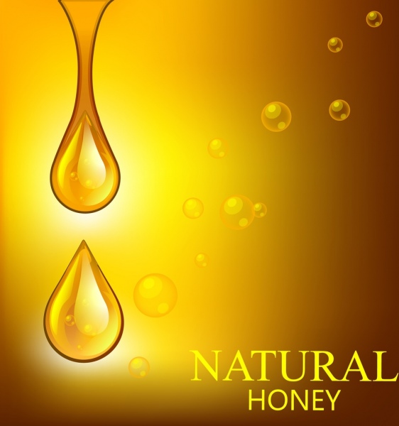 天然蜂蜜背景装飾, 光沢のある黄金の滴