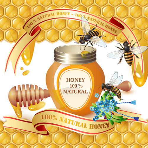 천연 벌 꿀 크리에이 티브 포스터 vecor