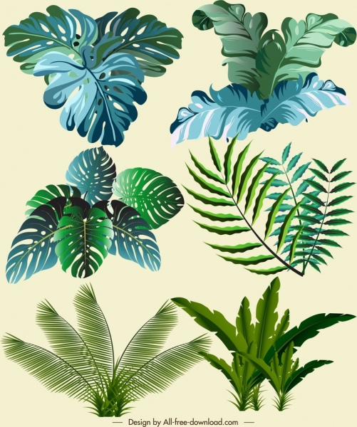 ícones de folhas naturais esboço verde moderno