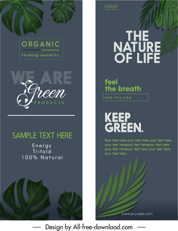 натуральные листья экологический шаблон баннера типографики