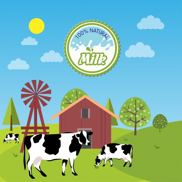 publicit u00e9 de naturels du lait des vaches design color u00e9 d u00e9coration de terres agricoles