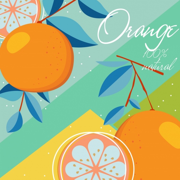 رسم handdrawn متعددة الألوان لافتة الإعلانات البرتقال الطبيعية