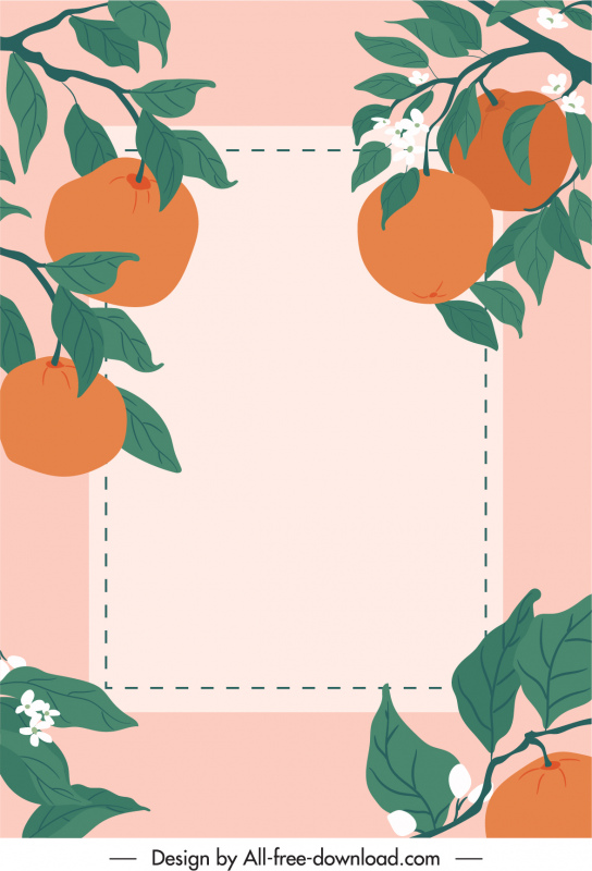 Modèle de fond de couverture de carte de fruit orange naturel