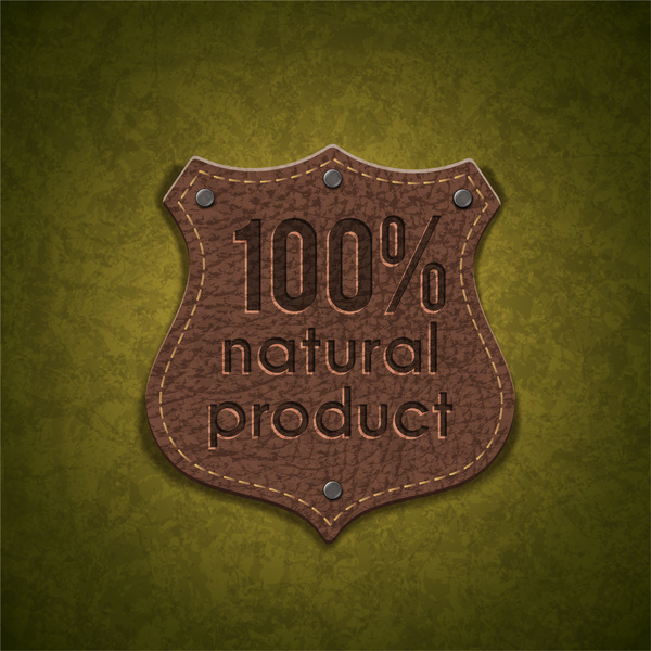 etiqueta de escudo de couro produto natural
