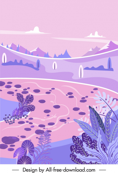 paisaje natural fondo violeta decoración clásica