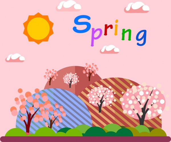 Natural Spring Background Colorful Cartoon Style-vector Cartoon-free Vector  Free Download