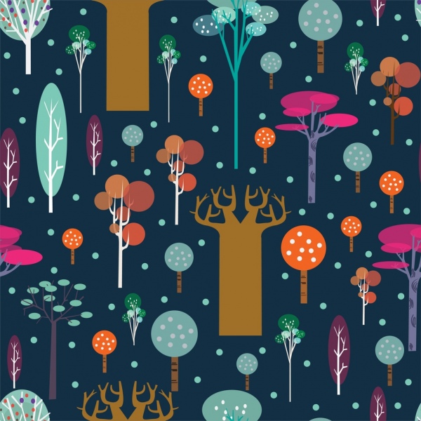 hutan-hutan alami latar belakang warna-warni dekorasi datar