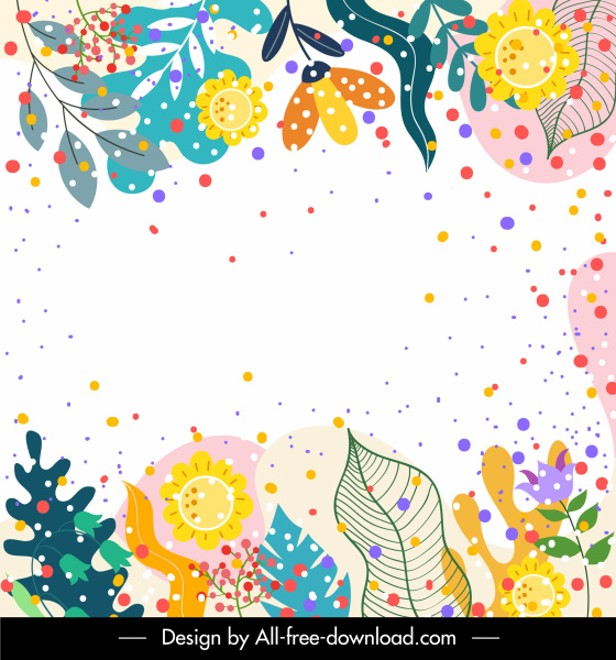 latar belakang alam warna-warni handdrawn klasik daun floras dekorasi