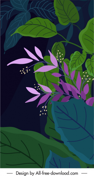 자연 배경 어두운 복고풍 디자인 잎 스케치