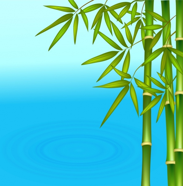 charakter tło zielone bambusa niebieskie wody ikony